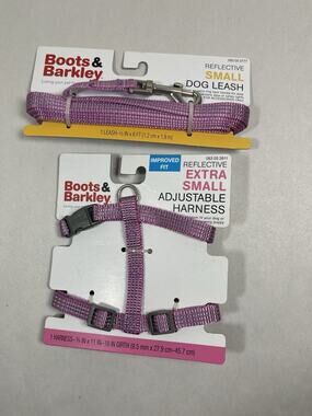 Boots & Barkley Reflective Dog Harness & Leash Set - Neon Pink - Size XS